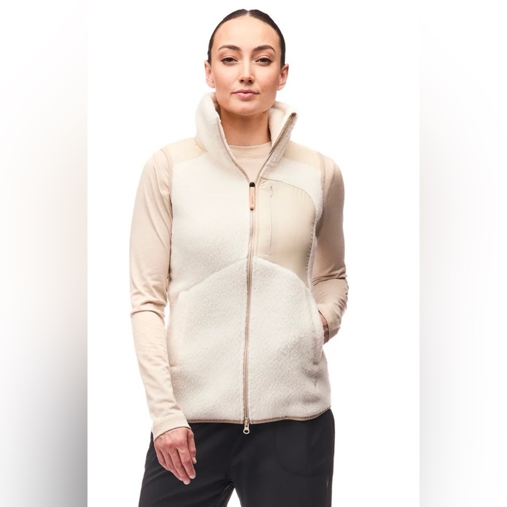 Indyeva Cordero Zip Up fleece Vest, ivory/cream, size small